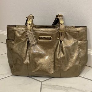 Like New***Coach Tote, Metallic Gold Patent Leather